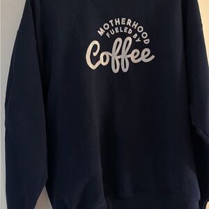 Gildan Navy Crewneck Sweatshirt with 'Coffee' Graphic